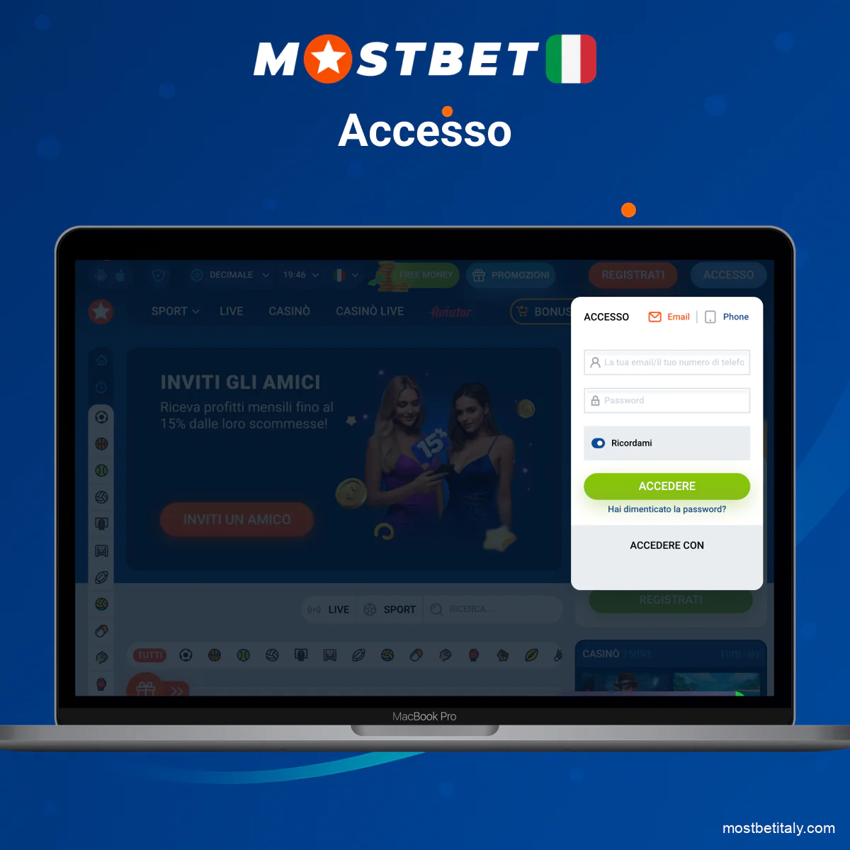 Guida rapida per accedere a Mostbet