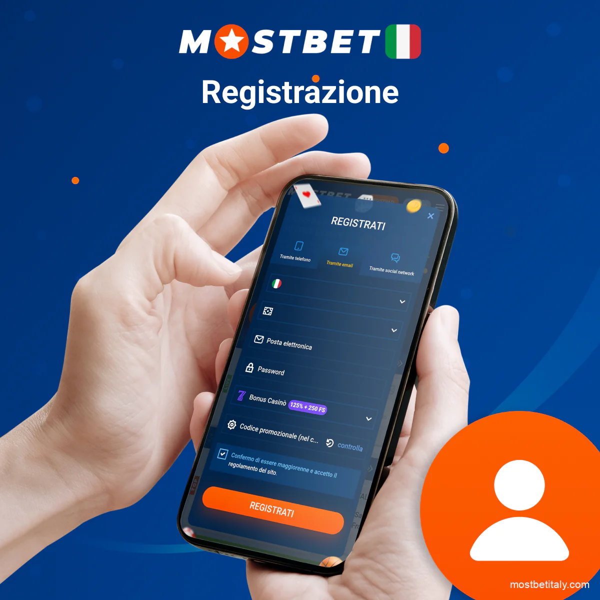 Processo di registrazione sull’app Mostbet