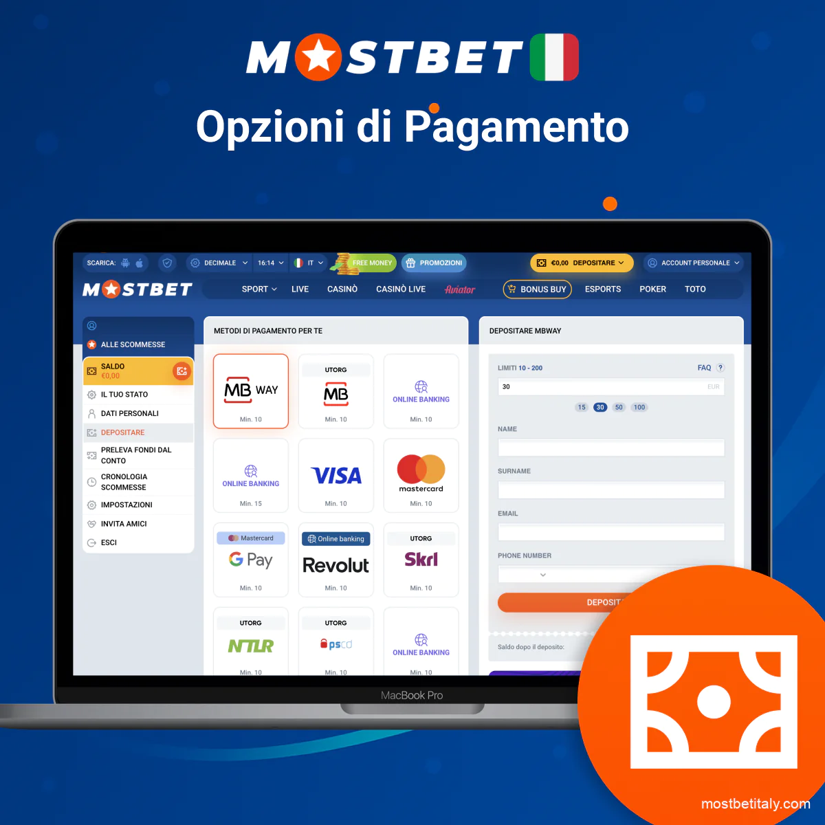 Metodi di pagamento disponibili su Mostbet casino online