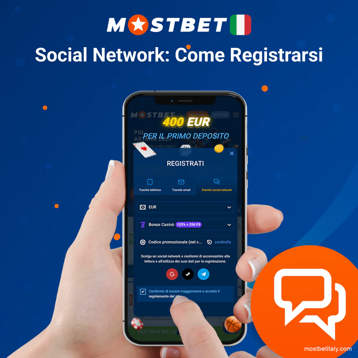 Registrazione Mostbet con social network in modo semplice
